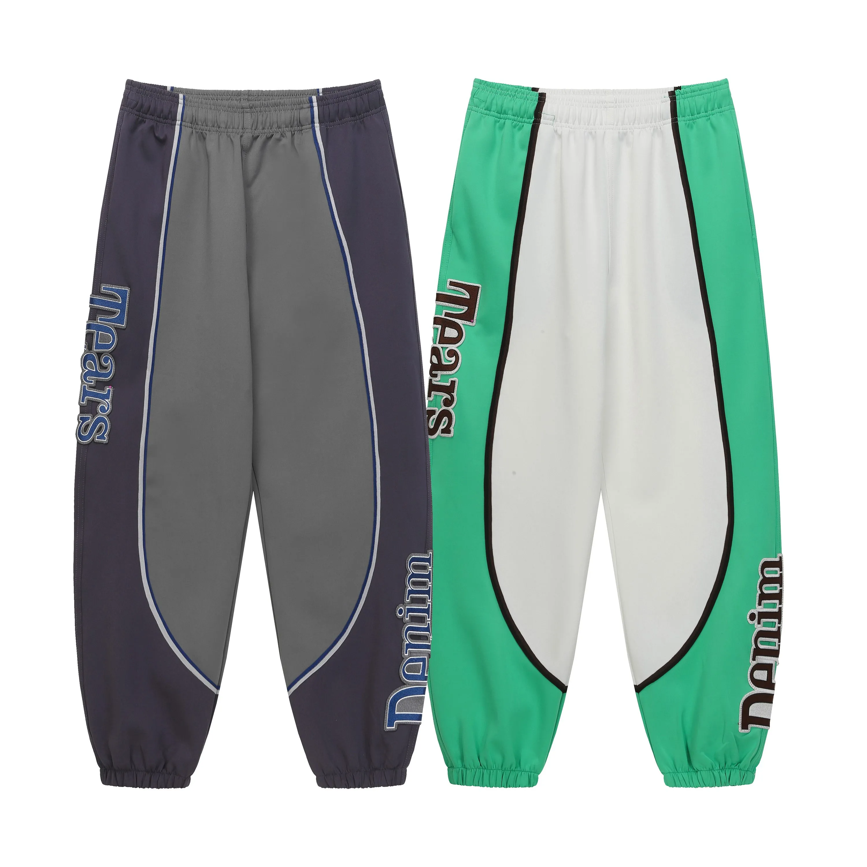 P140 8808# DENIM TEARS Kapok European and American trendy brand high-quality air layer casual pants suit. Fabric weighs 320 grams. Threads are customized and dyed in the same color. Color Gray Green Size S-XL